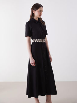 Keten Kar???ml? G?mlek Elbise