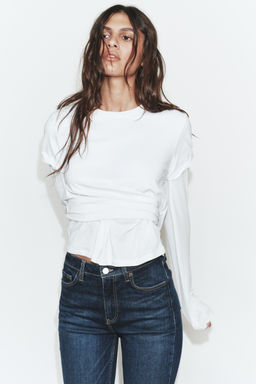 JEANS TRF CROPPED FLARE TIRO ALTO / Marino - Zara фото 12
