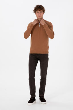 Джинсы коричневые slim fit из хлопка