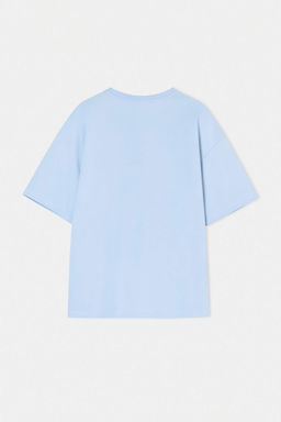 Mavi Oversize/Genis Kesim Slogan Bask?l? %100 Pamuk T-Shirt TMNSS26TS00050 - Trendyolmilla фото 3