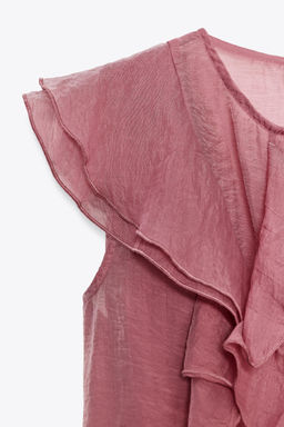SEMI-SHEER TOP WITH RUFFLES - Zara фото 5