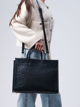 Сумка кожаная шоппер Deboro 30638 синий камень