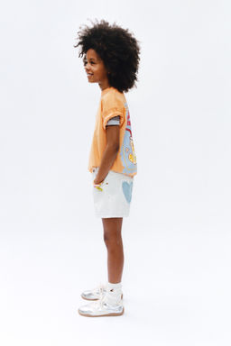 BERMUDA DENIM PARCHES CORAZ?N / Blanco