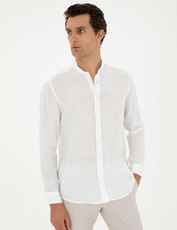 Beyaz Regular Fit %100 Keten G_mlek