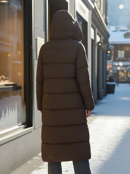 Пальто зимнее утепленное с капюшоном женское коричневого цвета 7729K Бренд: Visdeer  фото 26