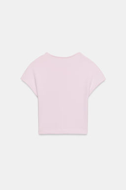 CAMISETA CROPPED MANGA CORTA LUNARES / Rosa tiza - Zara фото 7