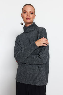 Antrasit Genis Kal?p Yumusak Dokulu Triko Kazak TWOAW23KZ00469 - Trendyolmilla фото 7