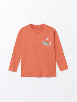 Bisiklet Yaka Uzun Kollu Bask?l? Erkek Bebek Ti??rt