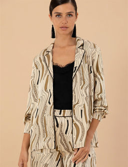 Krem Regular Fit Uzun Kollu Saten G_mlek