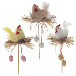 Изделие декоративное (вставка) Курица, L10 W6 H31 см, 3в.