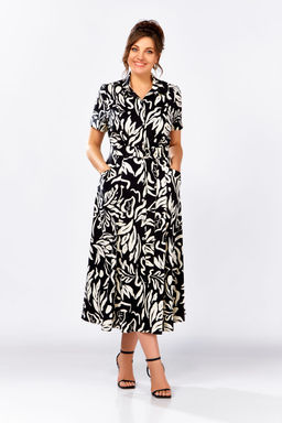 Платье Swallow 844.4 Черный в молочный принт