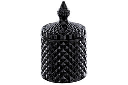 Банка д/хранения 270 мл 8,5*8,5*14 см с крышкой "Ромбики", черный, стекло