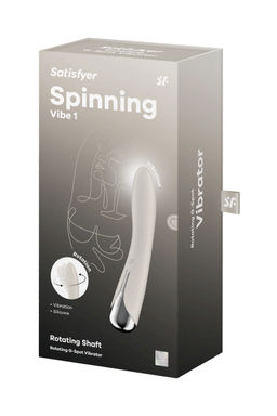 Вибратор для точки G с ротацией Satisfyer Spinning Vibe 1, силикон, бежевый, 17,8 см