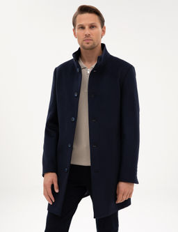 Lacivert Slim Fit Palto