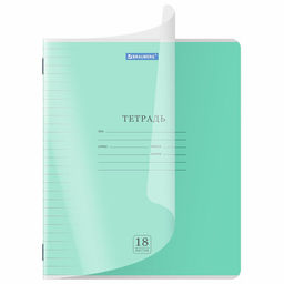 Тетрадь обложка пластик (прозрачный) 18л. линия, BRAUBERG