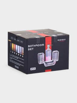 Набор для ванной «Кристалл», 4 предмета, дозатор, 2 стакана, мыльница