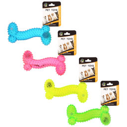 Пэт тойс (Pet toys) Игрушка для собаки Косточка-волна массажная 14,5х7см h3,8см, ПВХ, с пищалкой, светящаяся, на картоне, прозрачная, цвета в ассортименте: синий, розовый, зеленый, желтый (Китай) - Домашняя мода фото 6