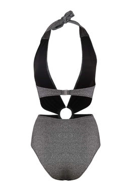 TRENDYOLMILLA Saks Derin V Yaka Cut Out/Pencereli Aksesuarl? Simli Regular Mayokini TBESS25MY00005  фото 10