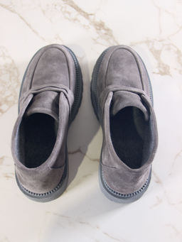 Полуботинки 304.taskanagr.Серый замок замша/байка