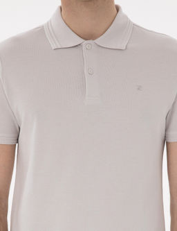 A__k Gri Slim Fit %100 Pamuk Polo Yaka Basic Ti__rt
