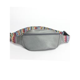 Сумка женская натуральная кожа (на пояс) Croco-856, 1 отд, серый металлик (230) 246905