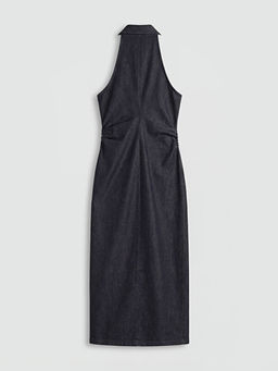 Halter Yaka B?zg?l? Jean Elbise