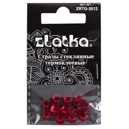 Страз клеевой Zlatka ZRTG-3012 SS30 цветные 6.5 мм стекло 5 x 12 шт в пакете с картонным еврослотом №19 красный (Siam)
