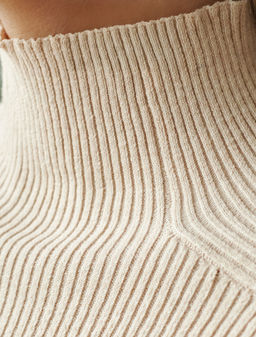 Водолазка тонкой вязки в рубчик из хлопка с нейлоном - Vilatte фото 6