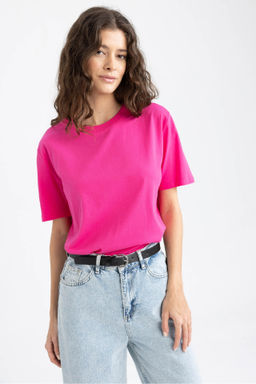 Regular Fit Bisiklet Yaka Penye Basic K?sa Kollu Tisort - Defacto фото 4