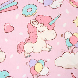 Плед Павлинка Единороги розовый 100х150см, аэрософт, 190г/м, полиэстер 100% - Павлина фото 2