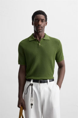 TEXTURED KNIT POLO SHIRT - Zara фото 2