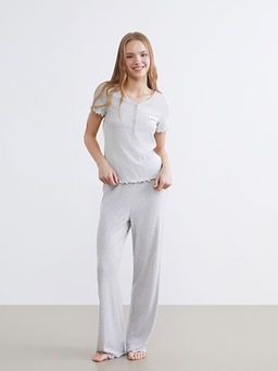 V Yaka Nak??l? Kad?n Pijama Tak?m