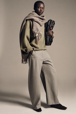 ZW COLLECTION HERRINGBONE BALLOON TROUSERS - Zara фото 8