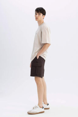 Regular Fit Kargo Cepli Basic Duz Bermuda Sort - Defacto фото 3
