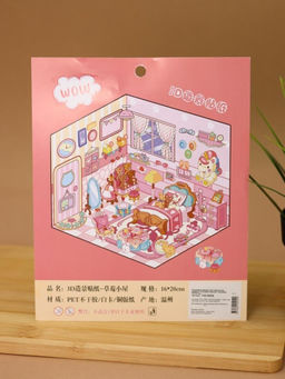 Наклейки+пинцет для творчества румбокс "Розовая спальня", розовые (16*20 см)