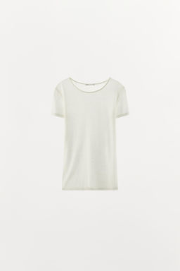 CAMISETA LISA MEZCLA LANA / Blanco - Zara фото 6