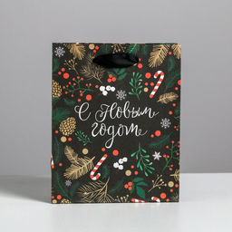 Пакет крафтовый вертикальный Еловый лес, S 12 15 5.5 см - Дарите счастье фото 2