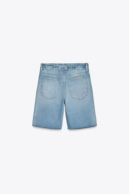TRF MID-WAIST BELT LOOP DENIM BERMUDA SHORTS - Zara фото 10