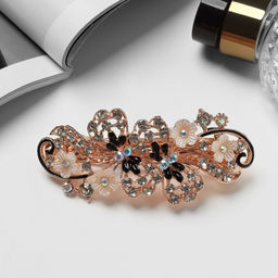 Заколка - автомат для волос «Моника», ромашки завитки, 9 см