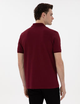 Bordo Regular Fit %100 Pamuk Polo Yaka Basic Ti__rt