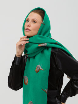 Большой, мягкий, теплый двусторонний палантин с принтом