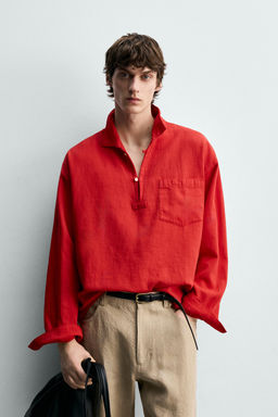 CAMISA POLO RELAXED FIT ESTRUCTURA / Rojo - Zara фото 2