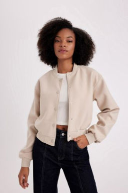 Kolej Yaka Duz C?tc?t Kapamal? Kase Bomber Ceket