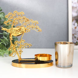 Подсвечник на 1 свечу «Птица на деревце», d=5 см, под золото, 8×15×17.5 см