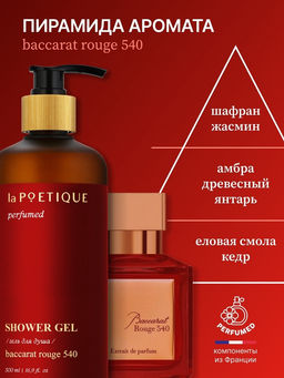 Гель для душа парфюмированный, 500 мл, аромат Baccarat rouge 540, laPOETIQUE  фото 3