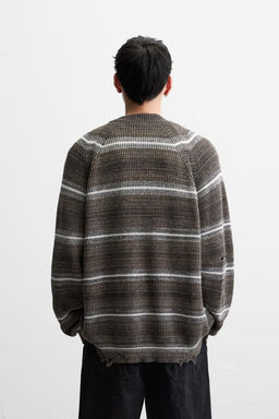 STRIPED DISTRESSED-EFFECT CARDIGAN - Zara фото 4