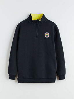 Dik Yaka Fenerbah?e Bask?l? Erkek ?ocuk Sweatshirt
