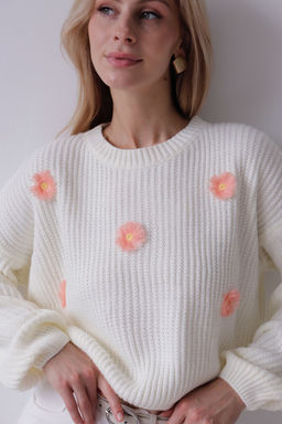 9837 Джемпер белый с цветами - Martichelli фото 6
