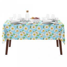 Скатерть 150х145см "Душистая ромашка, вид 4", длина стола до 110см, на 4 персоны, рогожка (хлопок 100%) 171г/м2, упаковка классическая, пакет ПВХ 28х41см, "Домашняя мода" (Россия)