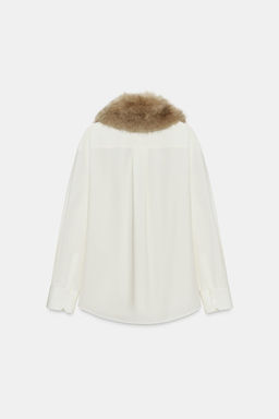 POPLIN SHIRT WITH FAUX FUR COLLAR ZW COLLECTION - Zara фото 7